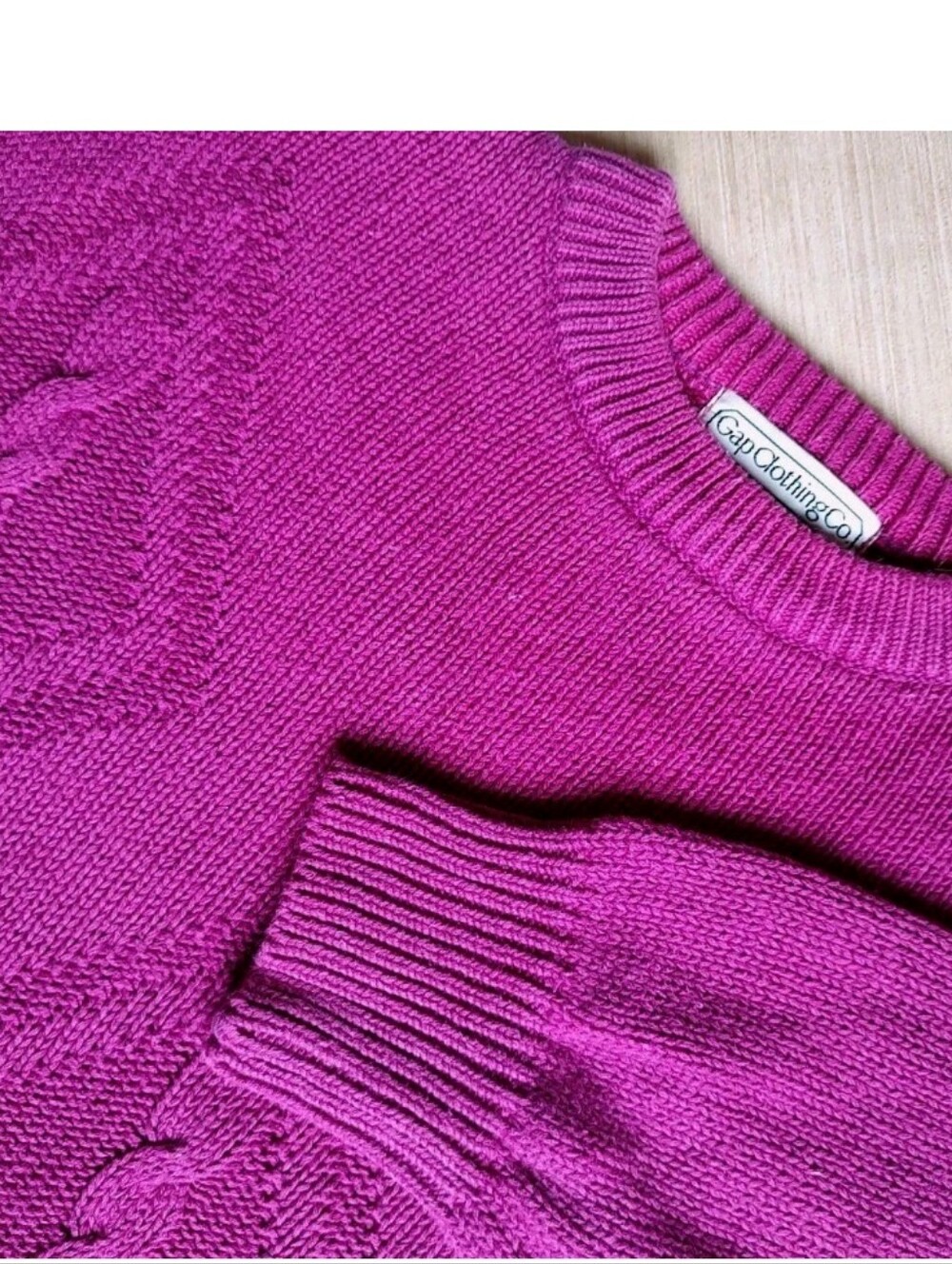 Gap Clothing Co Vintage Chunky Fisherman Pullover Sweater Knit Berry Magenta M